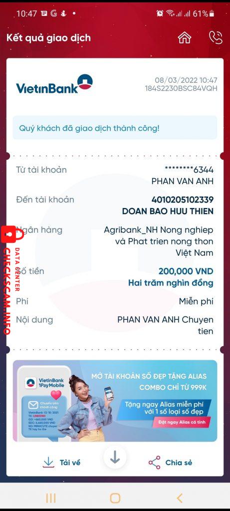 Ebidensya laban sa DOAN BAO HUU THIEN