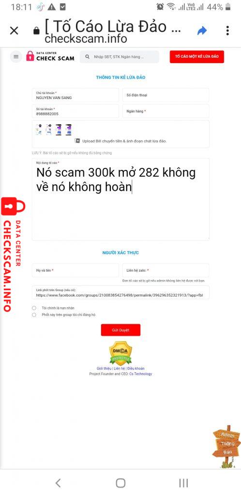 ဆန့်ကျင်သက်သေ NGUYEN VAN SANG