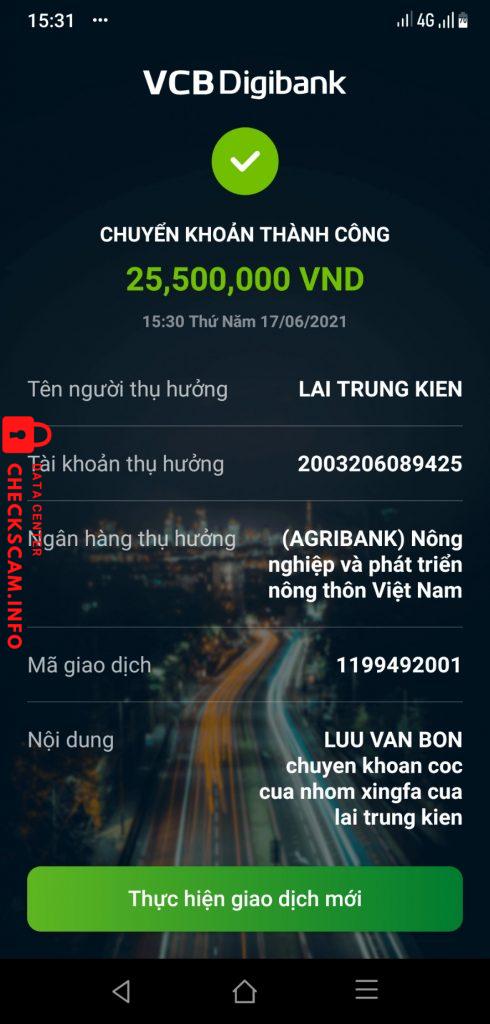 Bằng chứng chống lại Lại Trung Kiên