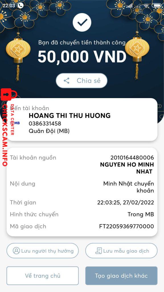 ဆန့်ကျင်သက်သေ HOANG THI THU HUONG