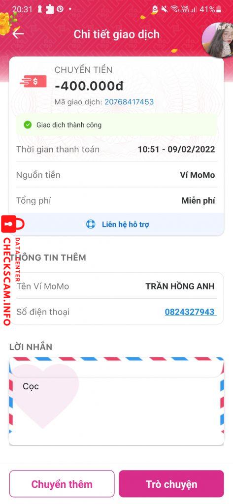 ဆန့်ကျင်သက်သေ Trần Hồng Anh