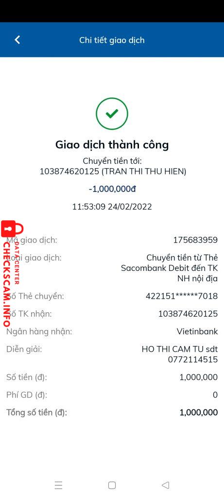 Ebidensya laban sa Trần Thị Thu Hiền