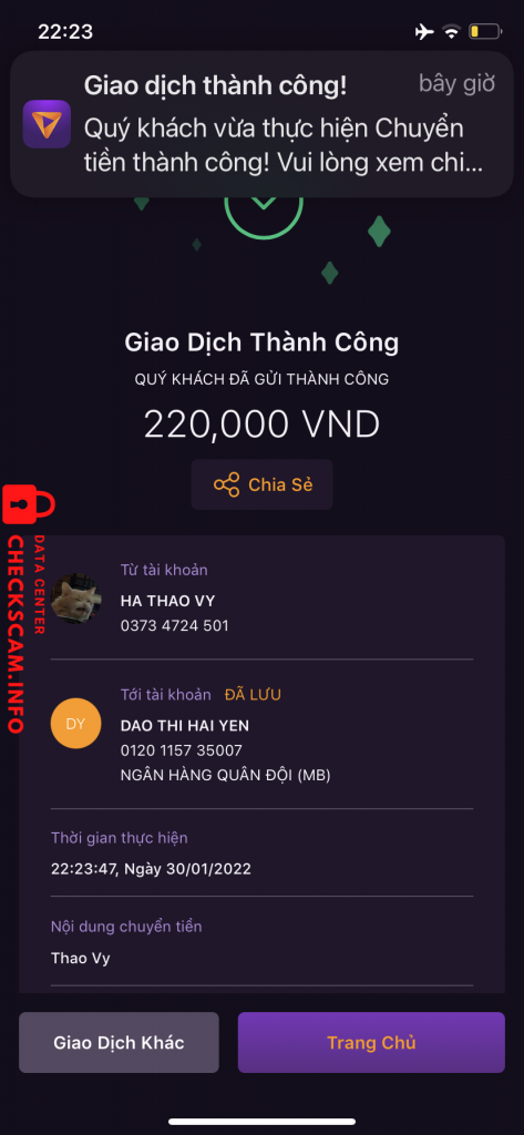 ဆန့်ကျင်သက်သေ Dao Thi Hai Yen