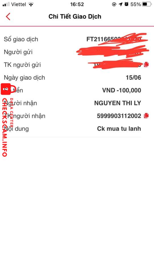 ဆန့်ကျင်သက်သေ NGUYEN THI LY