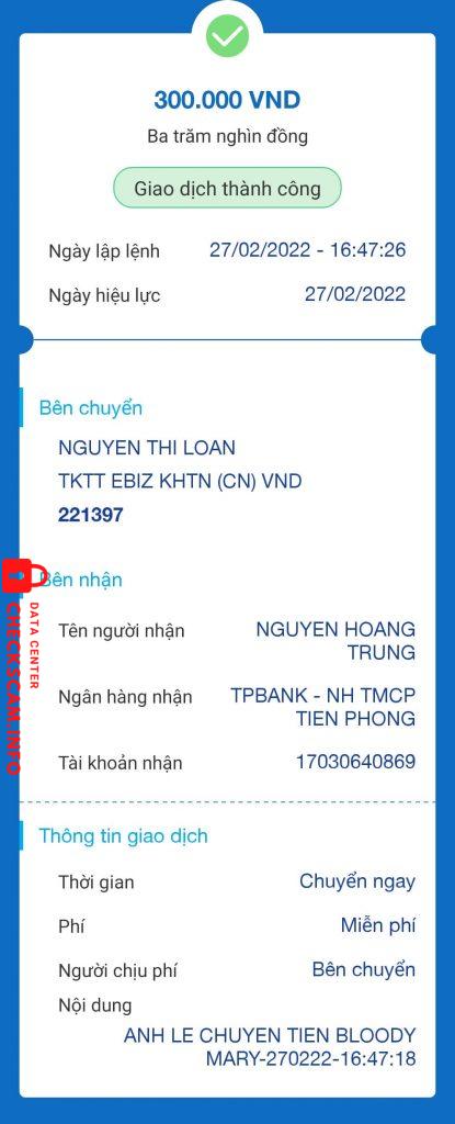Ebidensya laban sa Nguyễn Hoàng Trung