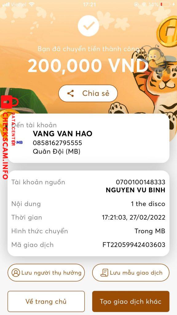 Ebidensya laban sa VANG VAN HAO
