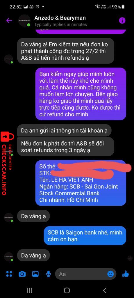 Ebidensya laban sa CTY TNHH ANZEDO VIET NAM