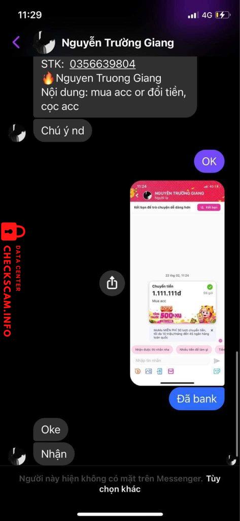 Ebidensya laban sa Nguyễn Trường Giang