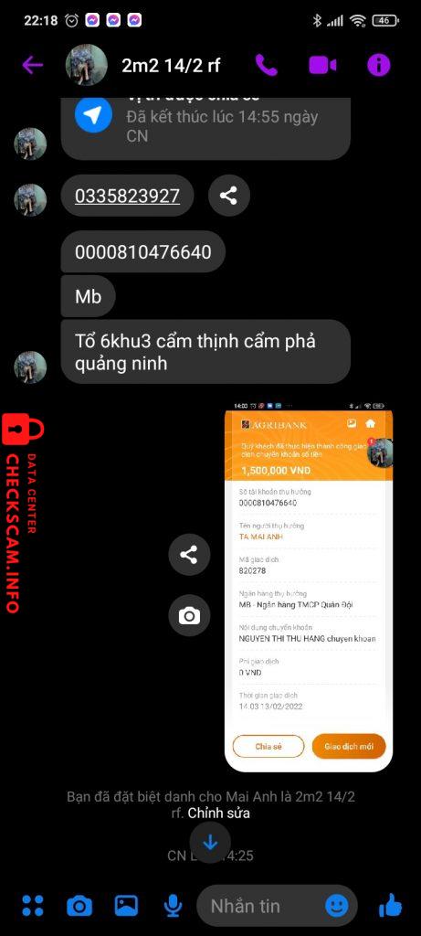 针对的证据 Tạ Mai Anh