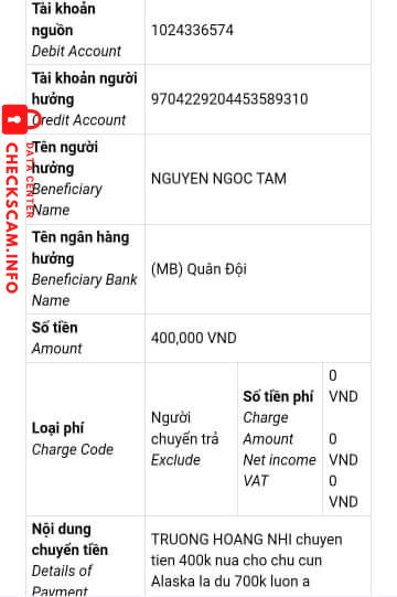 Ebidensya laban sa Nguyễn Ngọc Tâm