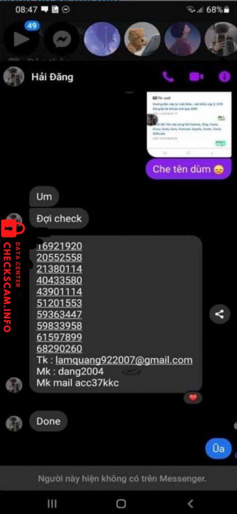 Ebidensya laban sa Nguyễn Minh Hải Đăng