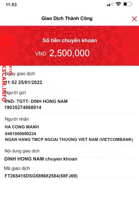 Ebidensya laban sa Đinh Hồng Nam