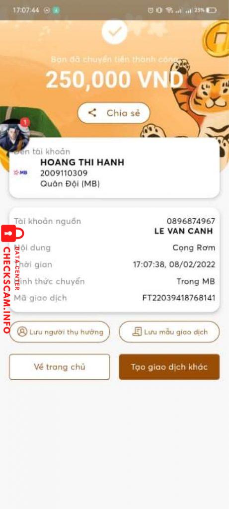 Ebidensya laban sa Hoàng Thị Hạnh