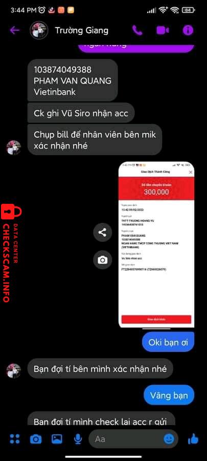 Ebidensya laban sa Phạm Văn Quang