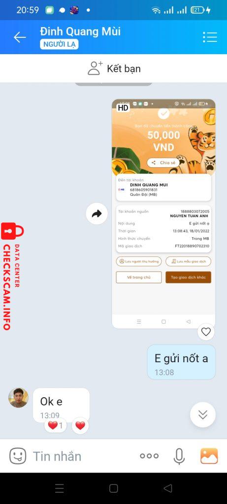 Ebidensya laban sa Đinh Quang Mùi