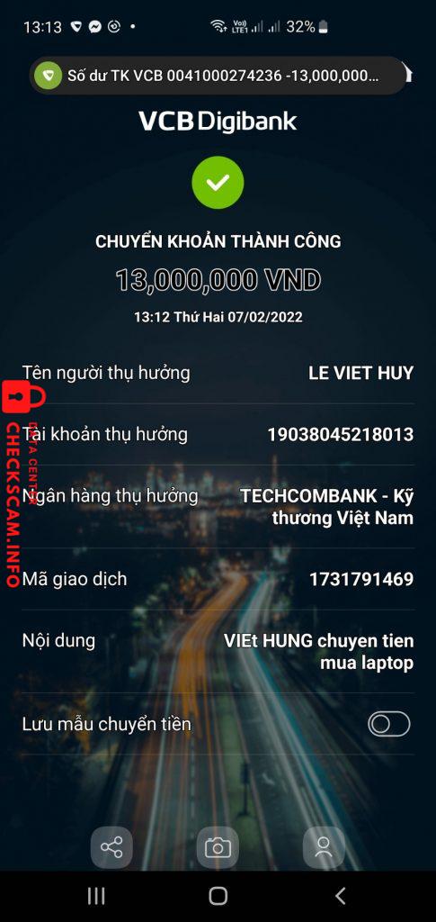 Ebidensya laban sa Lê Việt Huy