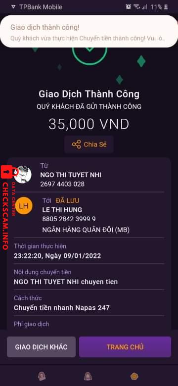针对的证据 Lê Thị Hưng