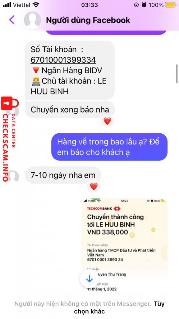Evidência contra Le Huu Binh