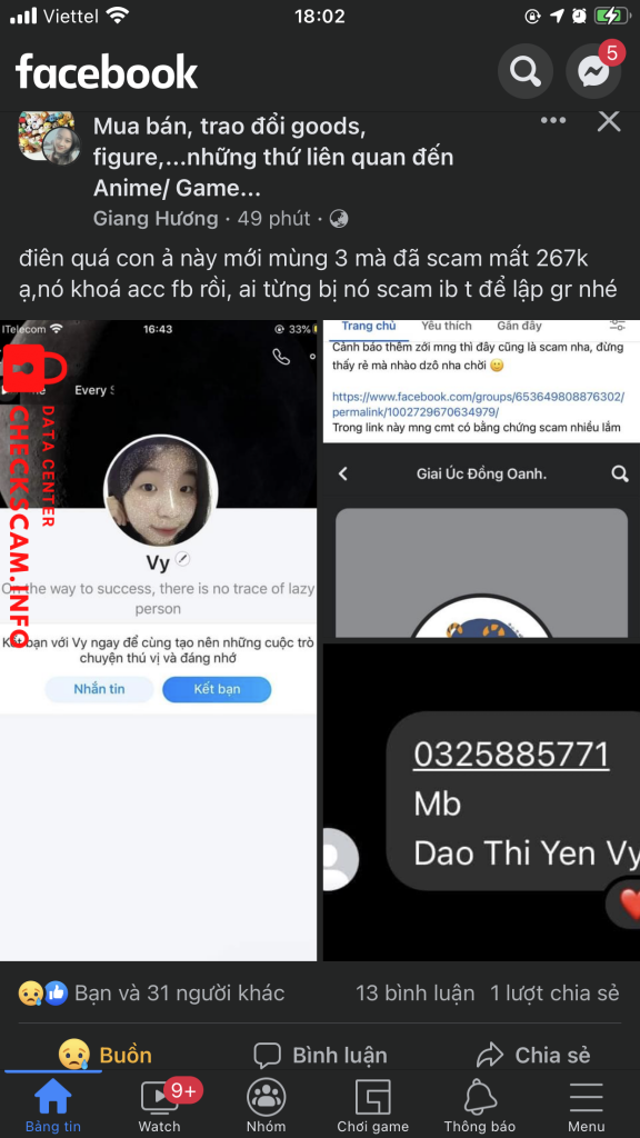 Evidência contra Dao Thi Yen Vi