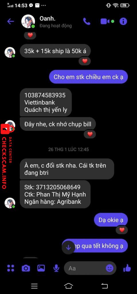 Evidência contra Phan Thị Mỹ Hạnh