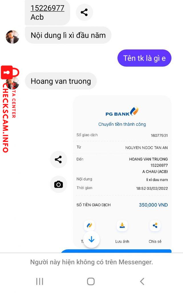 Evidência contra Hoàng Văn Trường