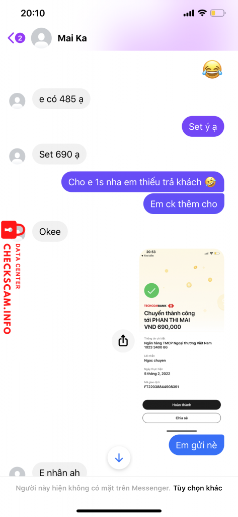 Evidência contra Phan Thị Mai