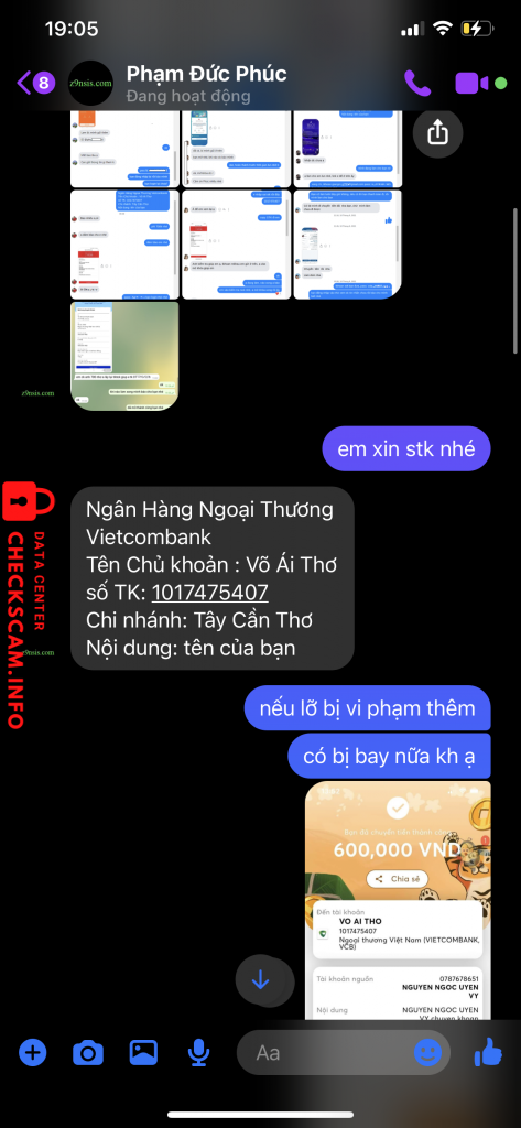 Evidência contra Võ Ái Thơ