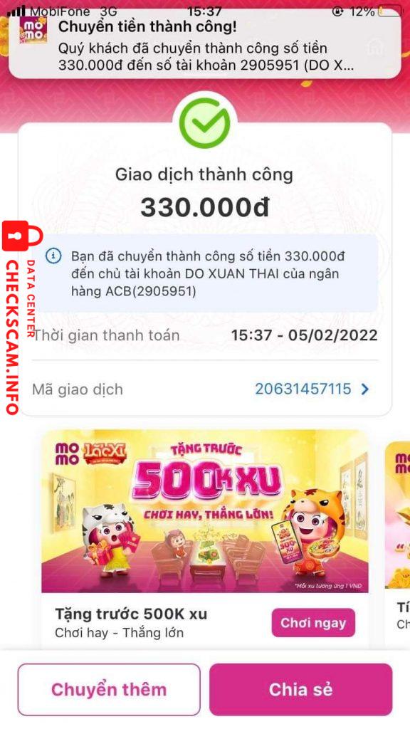 Evidência contra Do Xuan Thai