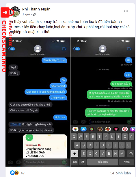 Evidência contra Le Thi Gam