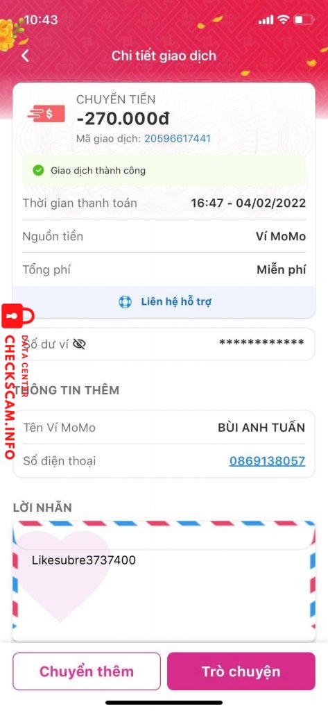 Evidência contra Bùi Anh Tuấn