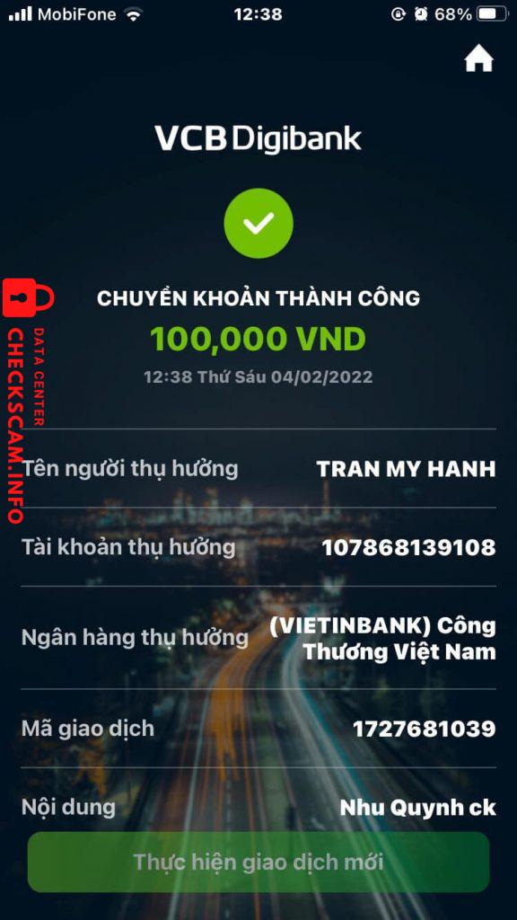 Evidência contra Trần Mỹ Hạnh