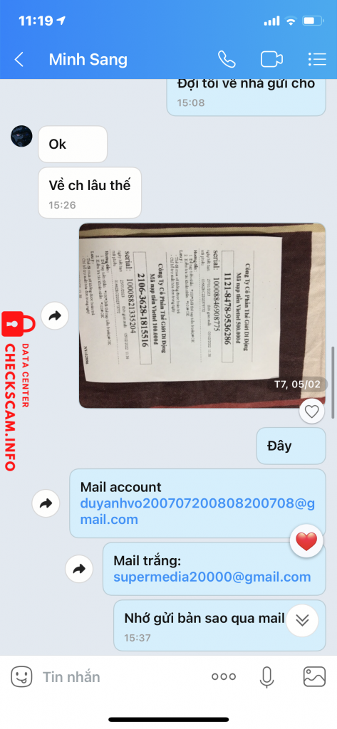Evidência contra Trần Ngọc Anh Huy