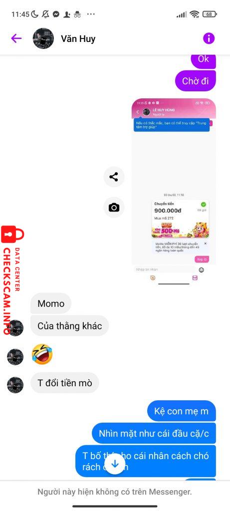 Evidência contra Nguyễn Văn Huy