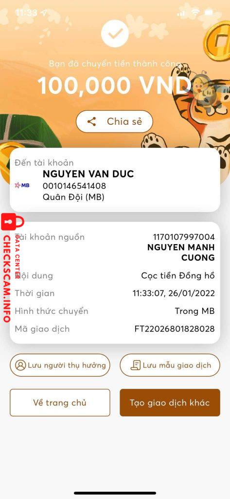 Evidência contra Nguyen Van Duc