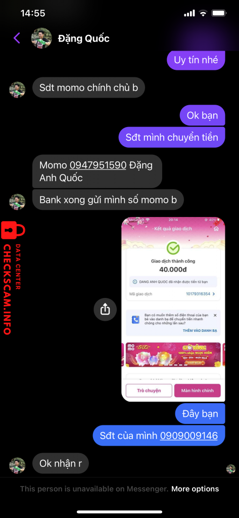 Evidência contra Đặng Anh Quốc