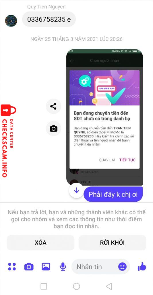 Evidência contra Tran Tien Quynh