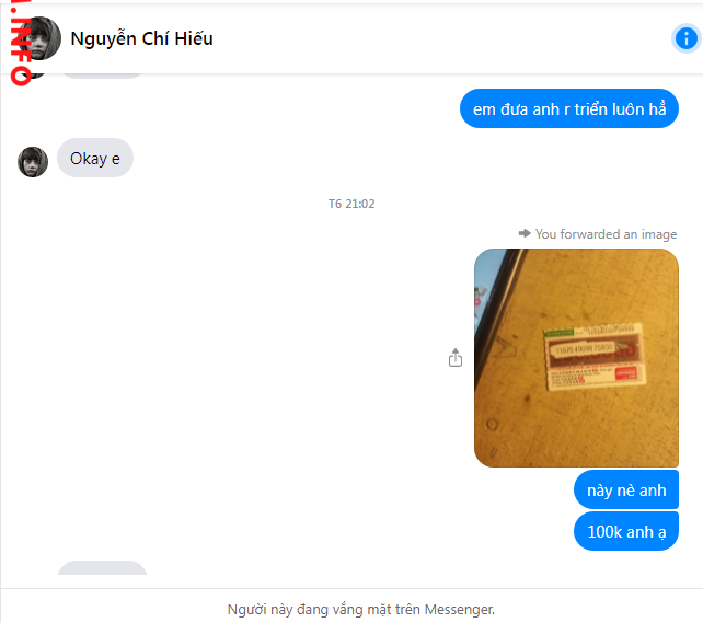 Evidência contra Nguyễn Chí Hiếu