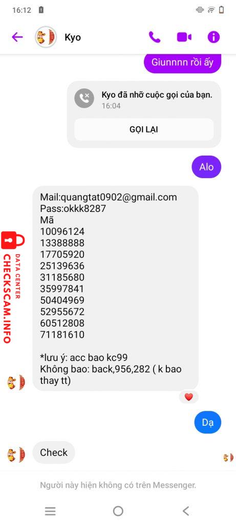 Evidência contra Tài Kyo