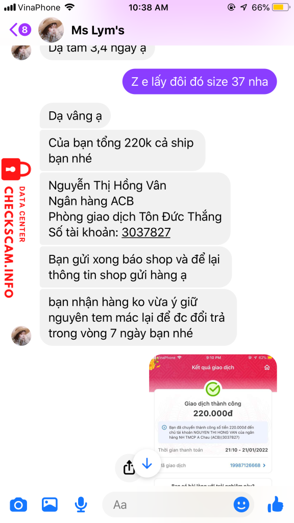 Evidência contra Nguyen Thi Hong Van
