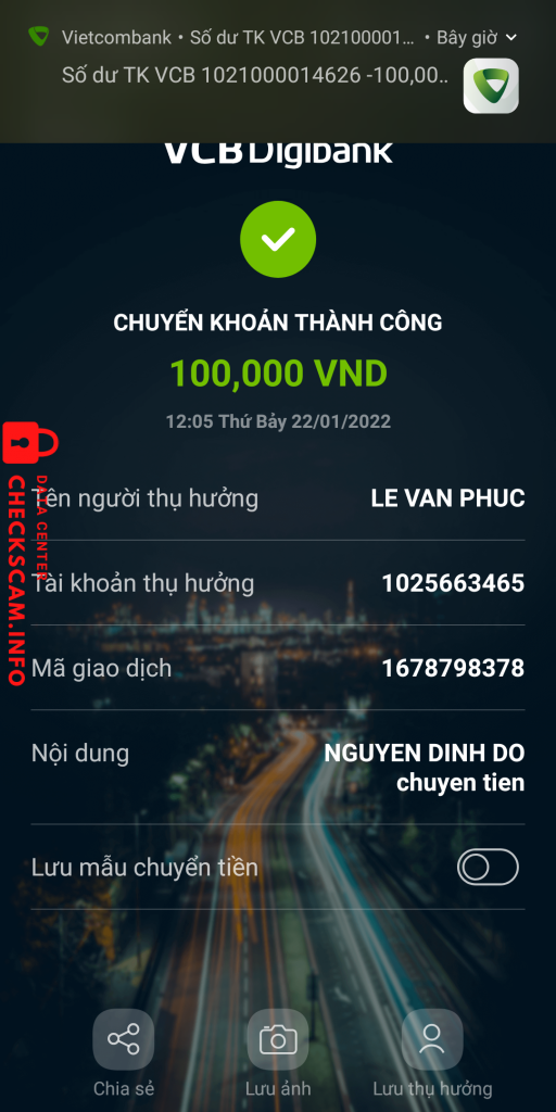 Evidência contra Lê Văn Phúc
