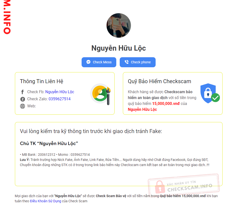 Evidência contra Nguyễn Hữu Lộc
