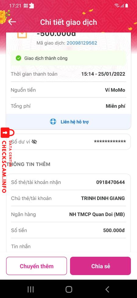 Preuves contre Trinh Dinh Giang