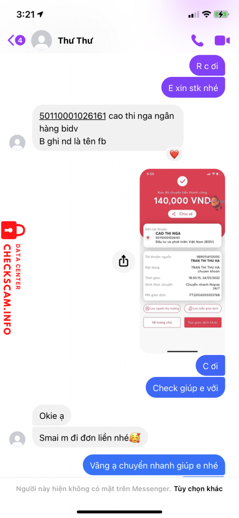 Preuves contre Cao Thi Nga