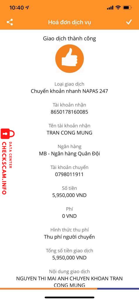 Preuves contre Trần Công Mừng