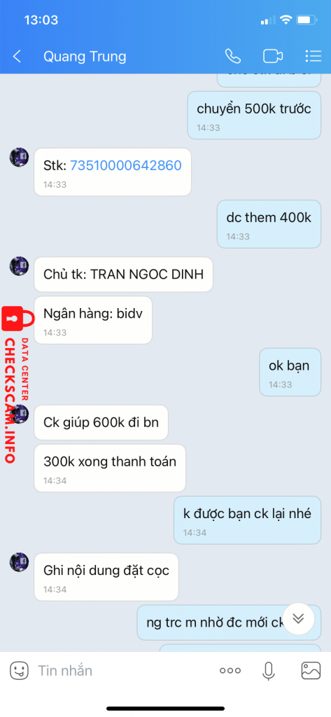 Preuves contre Tran Ngoc Dinh