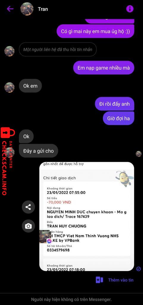 Preuves contre Tran Huy Chuong