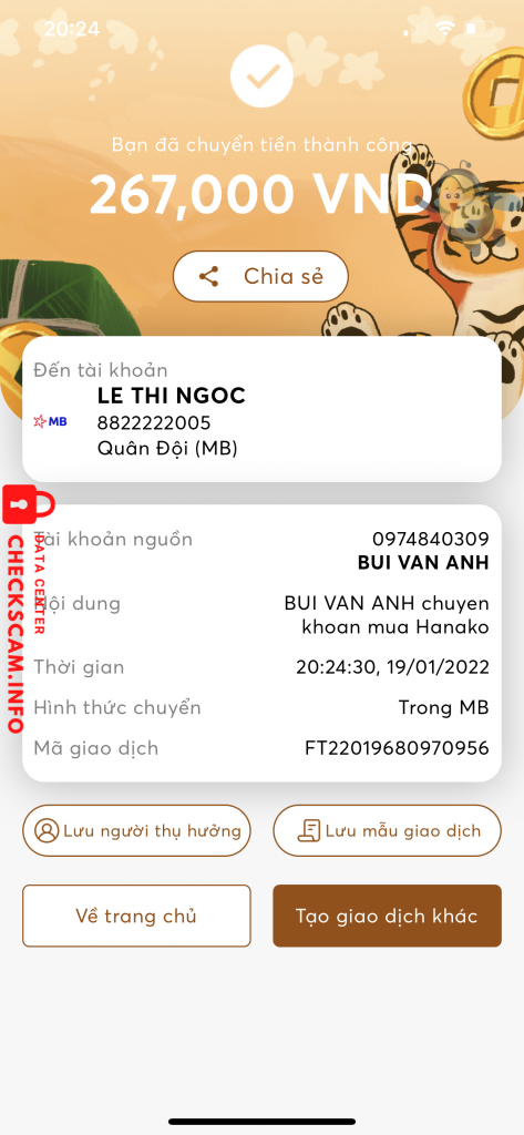 Preuves contre Lê Thị Ngọc