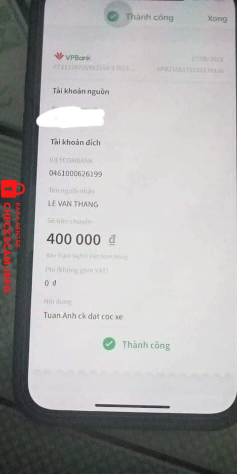 Preuves contre Le Van Thang