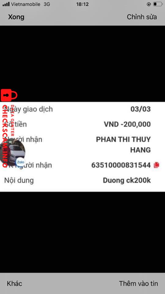 Preuves contre Phan Thi Thuy Hang