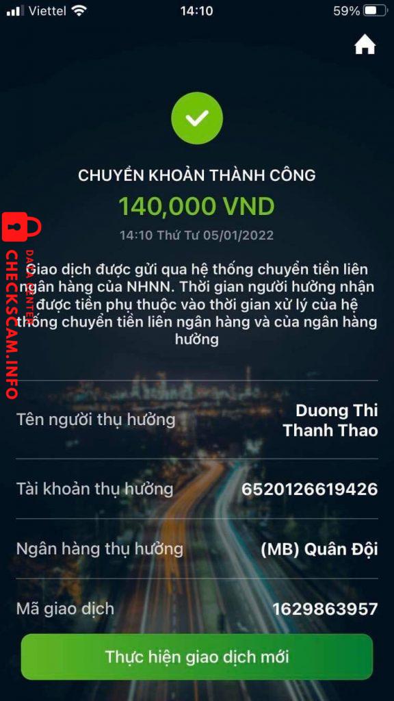 Preuves contre Duong Thi Thanh Thao